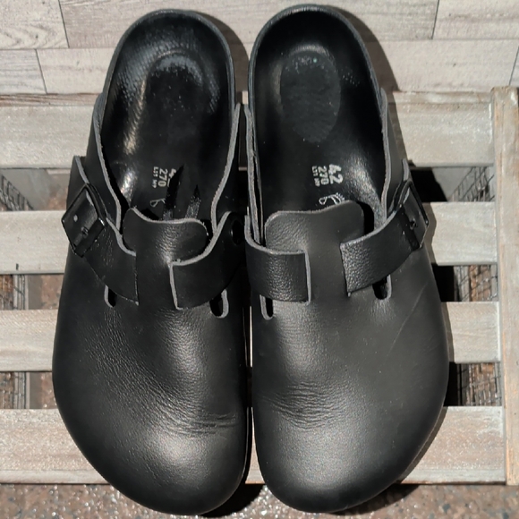 Birkenstock Shoes - Birkenstock Boston Eva Black Leather Mules Size 11